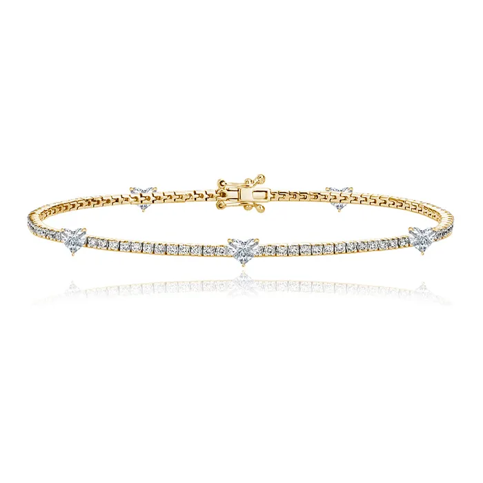 Alev Jewelry Bracelets Five Diamond Heart Tennis Bracelet