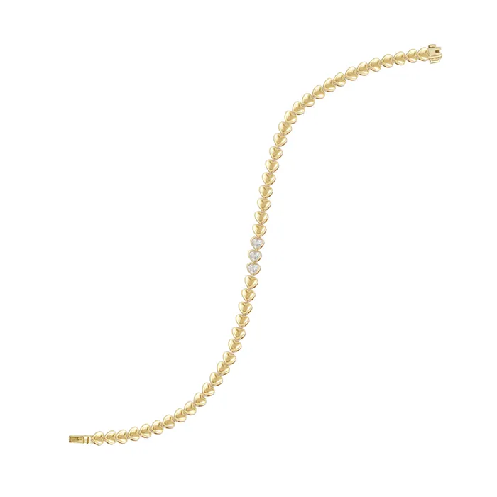 Alev Jewelry Heart Diamond Golden Tennis Bracelet Bracelets
