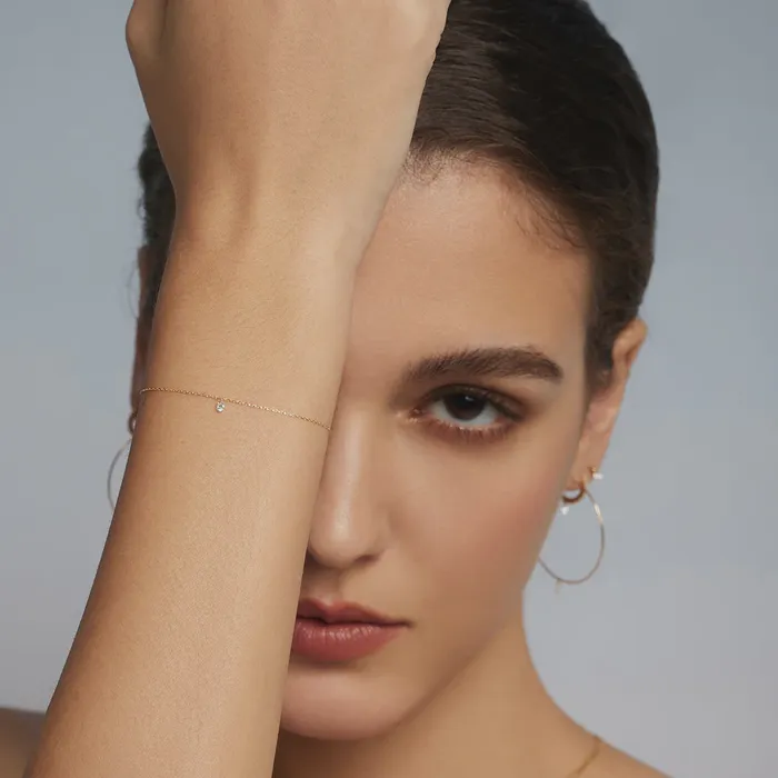 Bracelets Aurelie Gi PIROUETTE Single Floating Diamond Bracelet