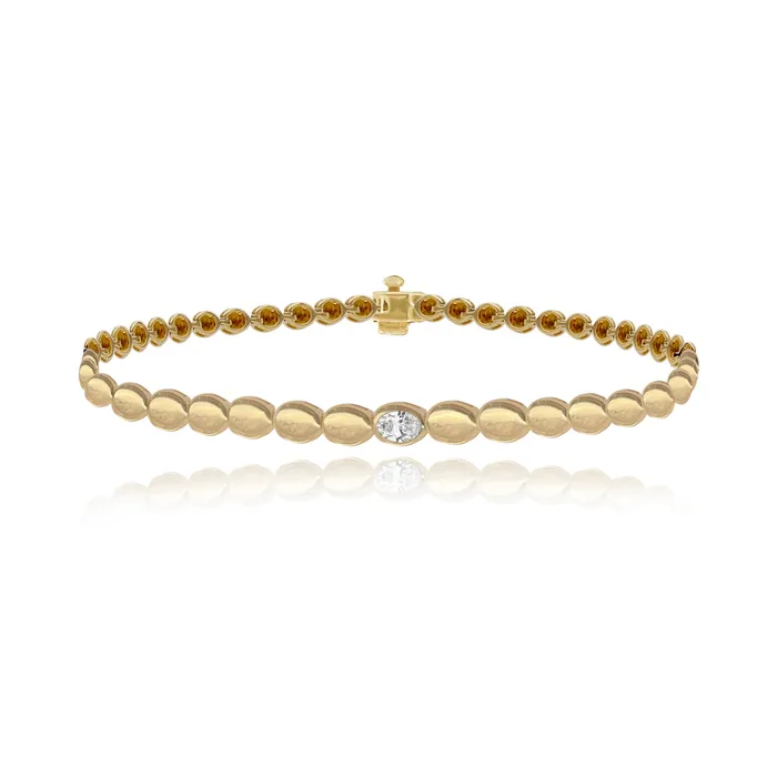 Bracelets Oval Diamond Golden Bracelet Alev Jewelry