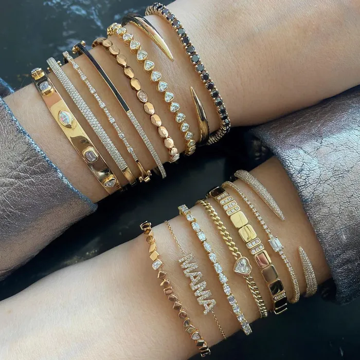 Bracelets Oval Diamond Golden Bracelet Alev Jewelry