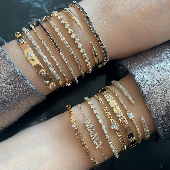 Bracelets Oval Diamond Golden Bracelet Alev Jewelry