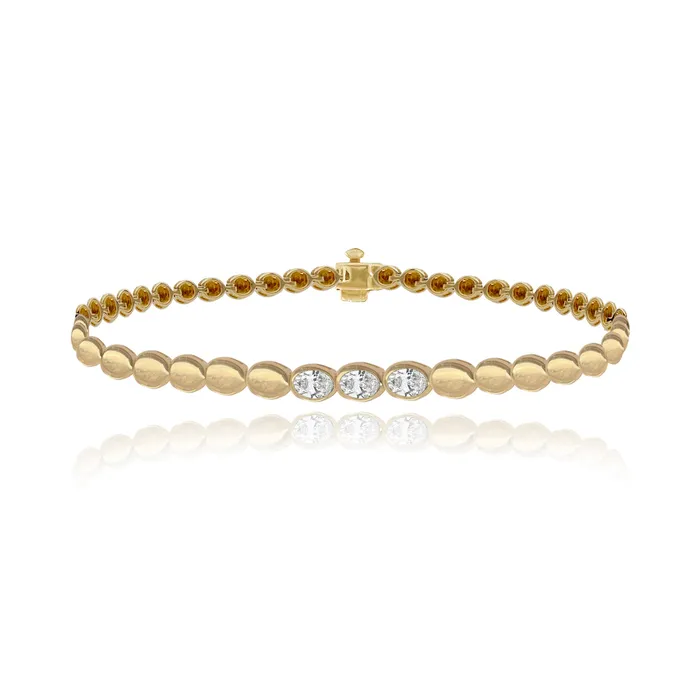 Bracelets Oval Diamond Golden Bracelet Alev Jewelry