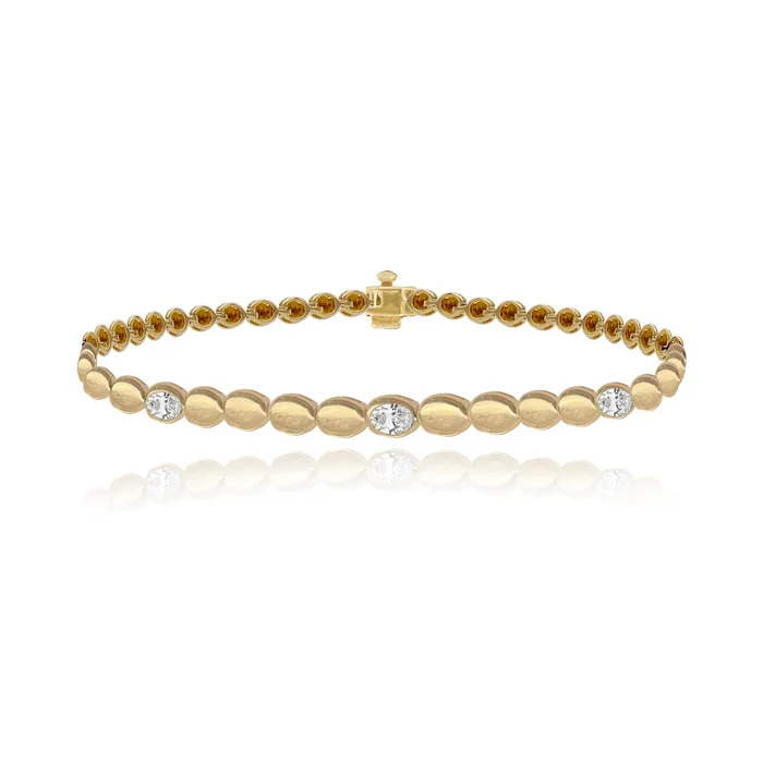Bracelets Oval Diamond Golden Bracelet Alev Jewelry