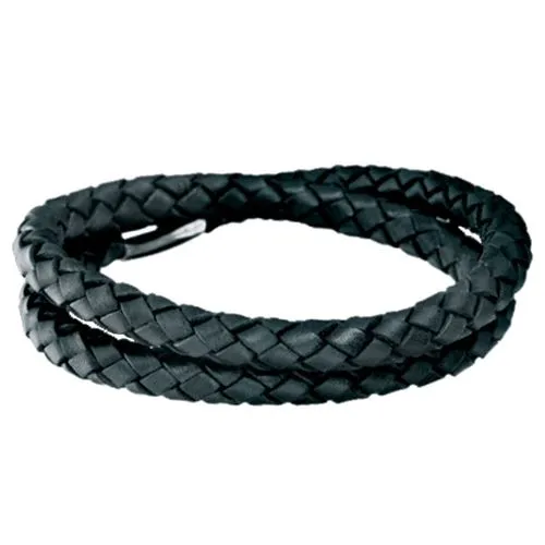 Bracelets STORY by Kranz Ziegler Double Wrap Black Braided Leather Bracelet STORY