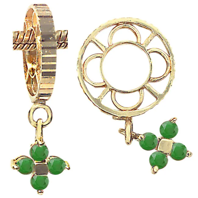 Earrings Storywheels Storywheels Emerald Flower Dangle 14K Gold Wheel ONLY 3 AVAILABLE270243