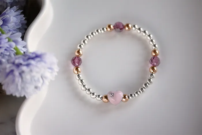 Elisa Ilana Bracelets Swarovski Crystal Elements Pink Enamel Heart Fuchsia Stretch Bracelet Elisa Ilana Bracelets Swarovski Crystal Elements Pink Enamel Heart Fuchsia Stretch Bracelet