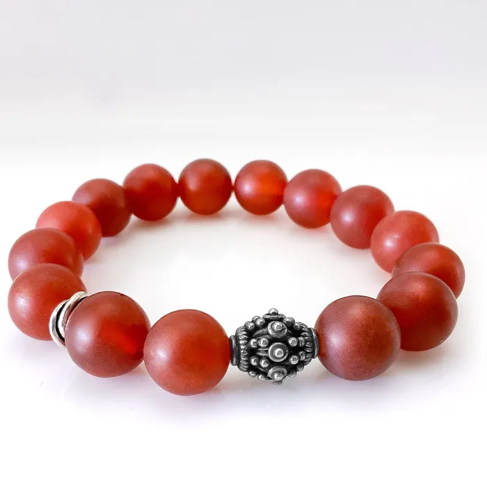 Elisa Ilana Matte Carnelian Stackable Stretch Bracelet Bracelets