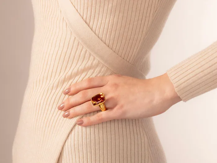 GG GOLD OOAK Rings GURHAN Prism Gold Citrine Cocktail Ring 22x18mm Rectangle GG GOLD OOAK Rings GURHAN Prism Gold Citrine Cocktail Ring 22x18mm Rectangle