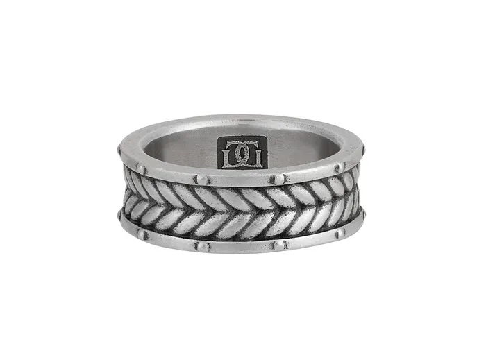 GG SILVER CLS Rings GURHAN Mens Sterling Silver Band Ring Medium Chevron