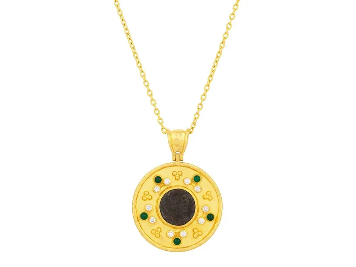 GURHAN Antiquities Gold Coin Pendant Necklace 29mm Round Medallion GG GOLD OOAK Necklaces GURHAN Antiquities Gold Coin Pendant Necklace 29mm Round Medallion GG GOLD OOAK Necklaces