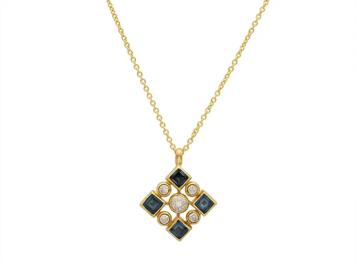 GURHAN Pointelle Gold Topaz Pendant Necklace 23mm Square GG GOLD OOAK Necklaces GURHAN Pointelle Gold Topaz Pendant Necklace 23mm Square GG GOLD OOAK Necklaces