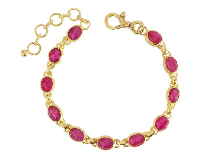 GURHAN Rune Gold Ruby All Around SingleStrand Bracelet 8x6mm Cabochon Ovals GG GOLD OOAK Bracelets GURHAN Rune Gold Ruby All Around SingleStrand Bracelet 8x6mm Cabochon Ovals GG GOLD OOAK Bracelets