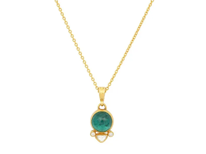 GURHAN Rune Gold Tourmaline Pendant Necklace 11mm Round GG GOLD OOAK Necklaces GURHAN Rune Gold Tourmaline Pendant Necklace 11mm Round GG GOLD OOAK Necklaces