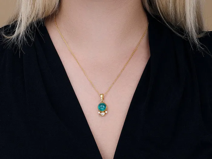 GURHAN Rune Gold Tourmaline Pendant Necklace 11mm Round GG GOLD OOAK Necklaces GURHAN Rune Gold Tourmaline Pendant Necklace 11mm Round GG GOLD OOAK Necklaces