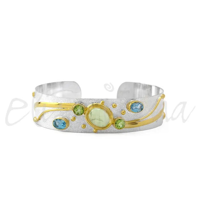 Michou Bracelets Michou Prehnite Topaz Waterdance Cuff Bracelet