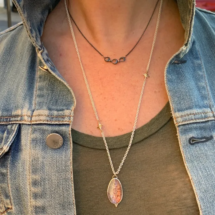 Necklaces Emily Amey Jewelry Titanium Quartz necklace in sterling silver with gold details