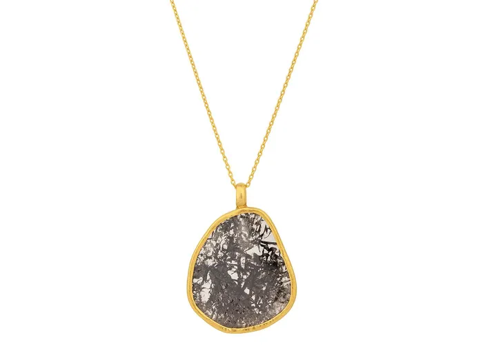 Necklaces GG GOLD OOAK GURHAN Elements Gold Diamond Pendant Necklace Amorphous Slice Necklaces GG GOLD OOAK GURHAN Elements Gold Diamond Pendant Necklace Amorphous Slice
