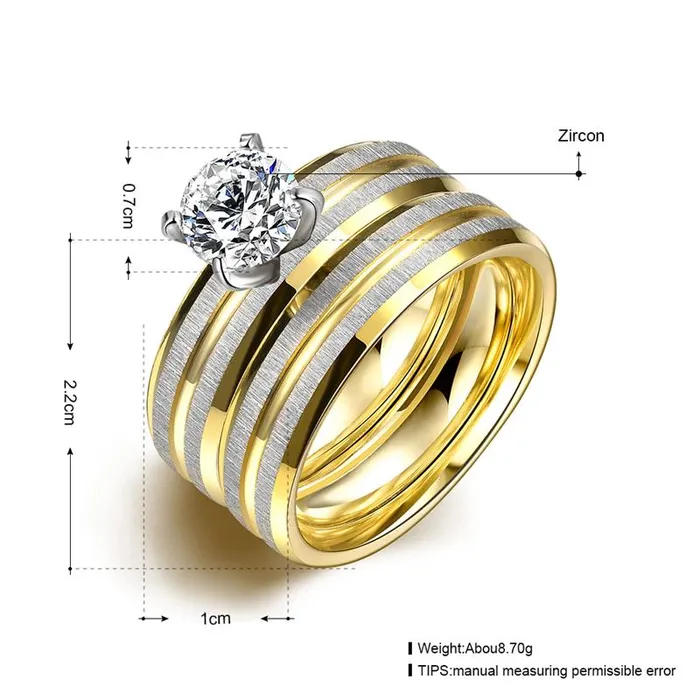 sparklingselections Rings Women Titanium Steel Golden Marriage Engagement Rings sparklingselections Rings Women Titanium Steel Golden Marriage Engagement Rings