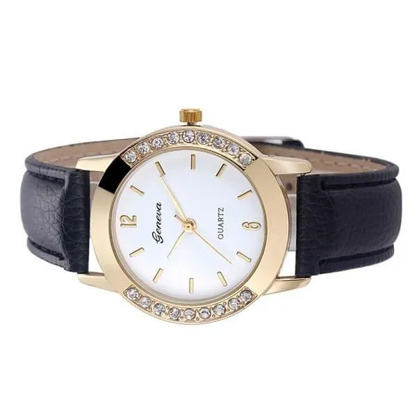 sparklingselections Watches New Stylish Leather Watch bands for Women Ladies Luxury Diamond Leather Watch