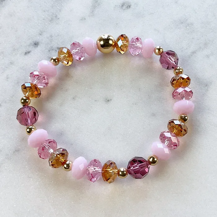 Swarovski Crystal Elements Light Brown Pink Stretch Bracelet Elisa Ilana Bracelets Swarovski Crystal Elements Light Brown Pink Stretch Bracelet Elisa Ilana Bracelets