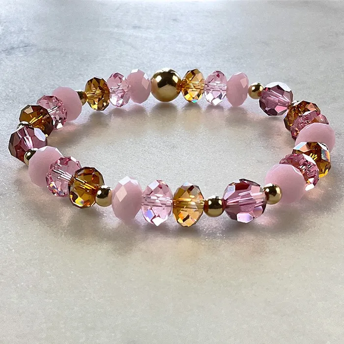 Swarovski Crystal Elements Light Brown Pink Stretch Bracelet Elisa Ilana Bracelets Swarovski Crystal Elements Light Brown Pink Stretch Bracelet Elisa Ilana Bracelets