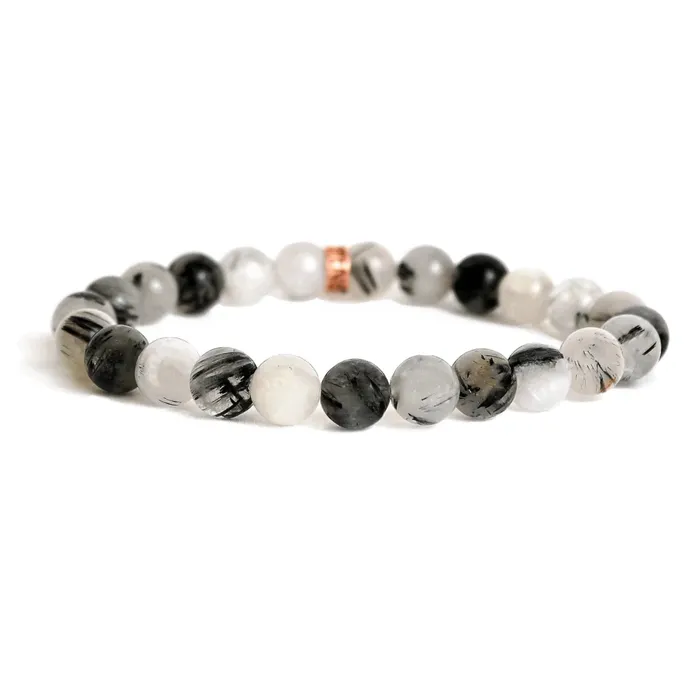 Tourmaline And Rutilated Quartz Beaded Bracelet Ashley Jewels Bracelets