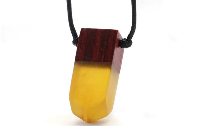 Vintage Long Rope Wood Resin Pendant Necklace For Women sparklingselections Necklaces