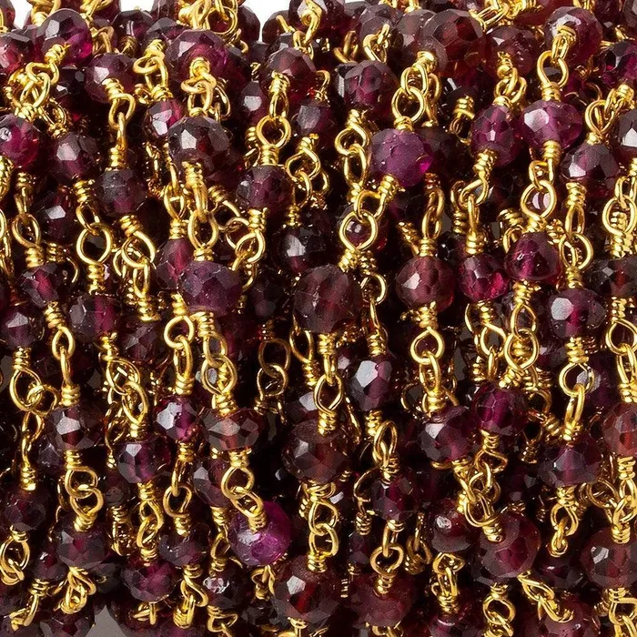 3mm Rhodolite Garnet Gold plated Wire Wrapped Chain Beadsofcambaycom PreStyled Sets 3mm Rhodolite Garnet Gold plated Wire Wrapped Chain Beadsofcambaycom PreStyled Sets