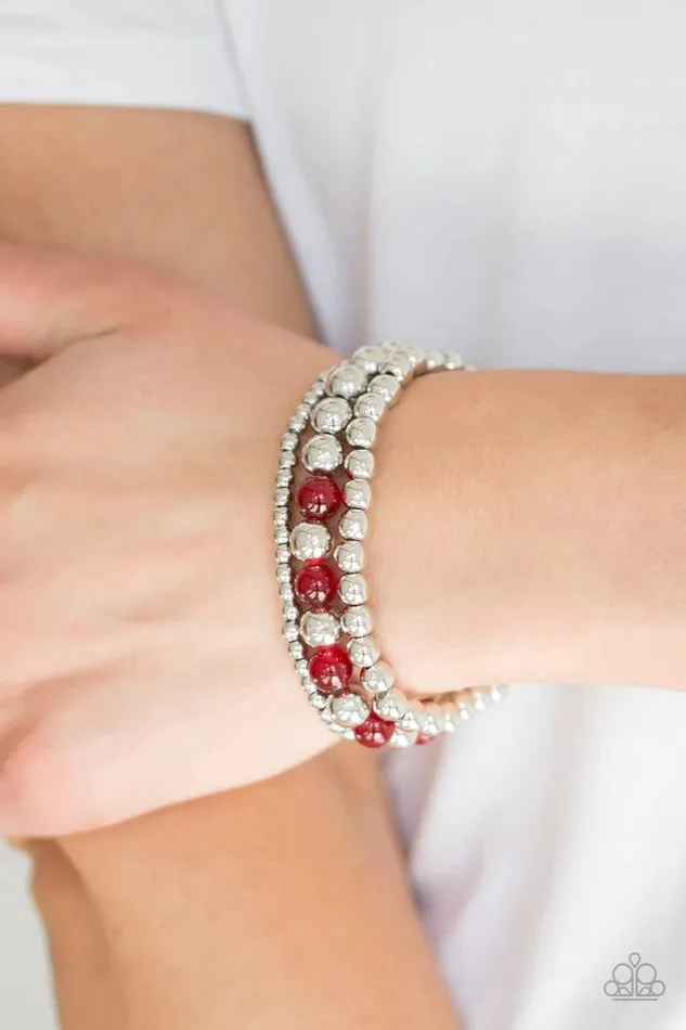 Always On The GLOW Red Bracelet Jewelry by Bretta Paparazzi Accessories Bracelets
