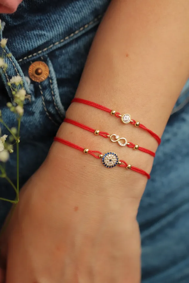 Bracelets BRACELET Senso Gold Infinity with Crystals gold bracelet with a red thread and infinity with zirconia Senso Gold