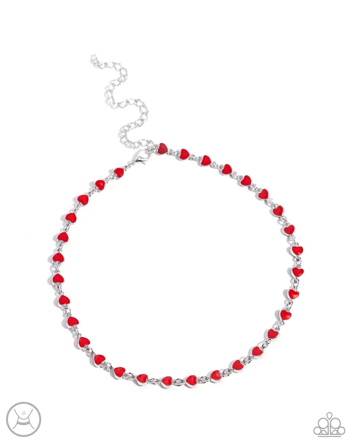 Dancing Dalliance Red Heart Necklace Jewelry by Bretta Paparazzi Accessories Necklaces