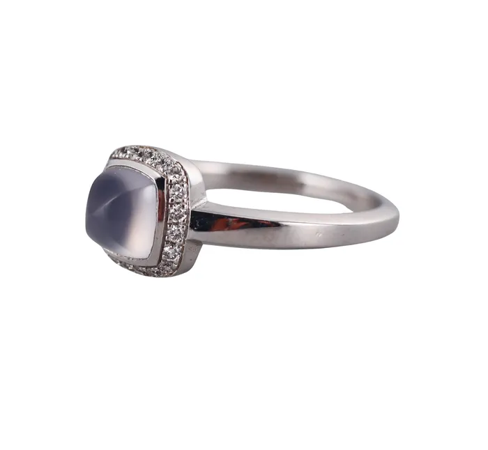Fred Pain de Sucre White Gold Diamond Moonstone Small Model Ring Fred Paris Rings