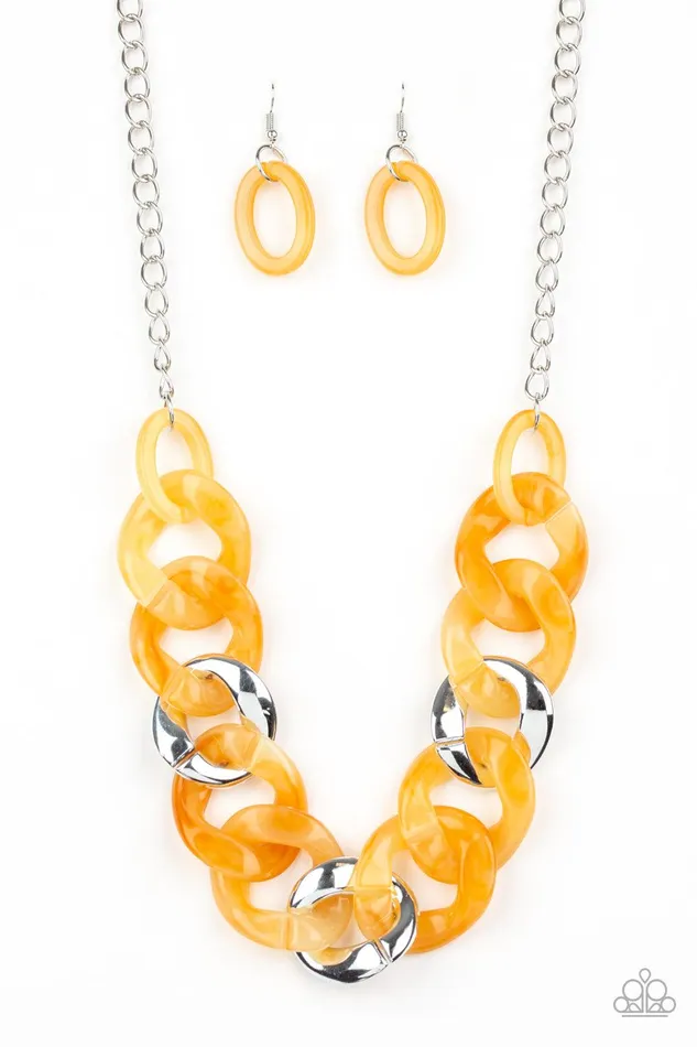 I Have A HAUTE Date Yellow Necklace Jewelry by Bretta Paparazzi Accessories Necklaces