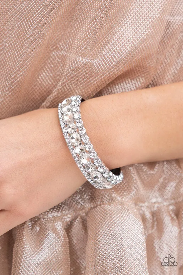 Mega Megawatt White Bracelet Jewelry by Bretta Paparazzi Accessories Bracelets