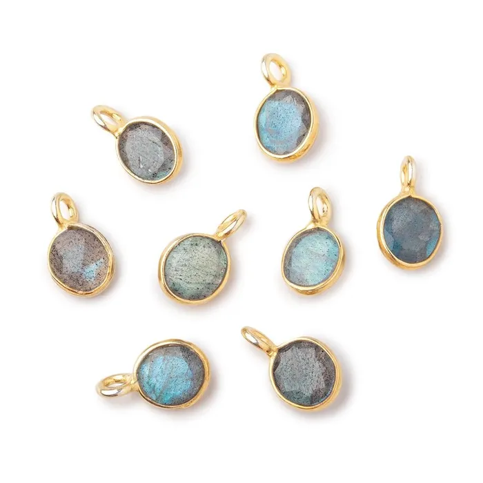 Necklaces 7x6mm Vermeil Bezel Labradorite Rose Cut Oval Pendant 1 piece Beadsofcambaycom
