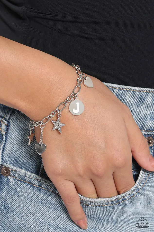 Paparazzi Accessories Bracelets Legacy Letters White J Bracelet Jewelry by Bretta