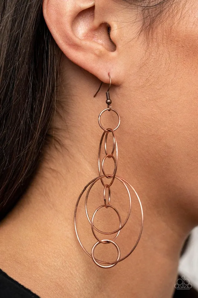 Paparazzi Accessories Earrings Running Circles Around You Copper Earrings Jewelry by Bretta