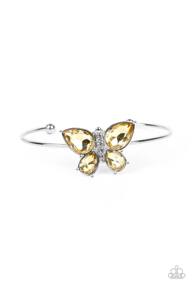 Paparazzi Accessories FreeFlying Flutter Yellow Necklace and Bracelet Set Jewelry by Bretta Bracelets