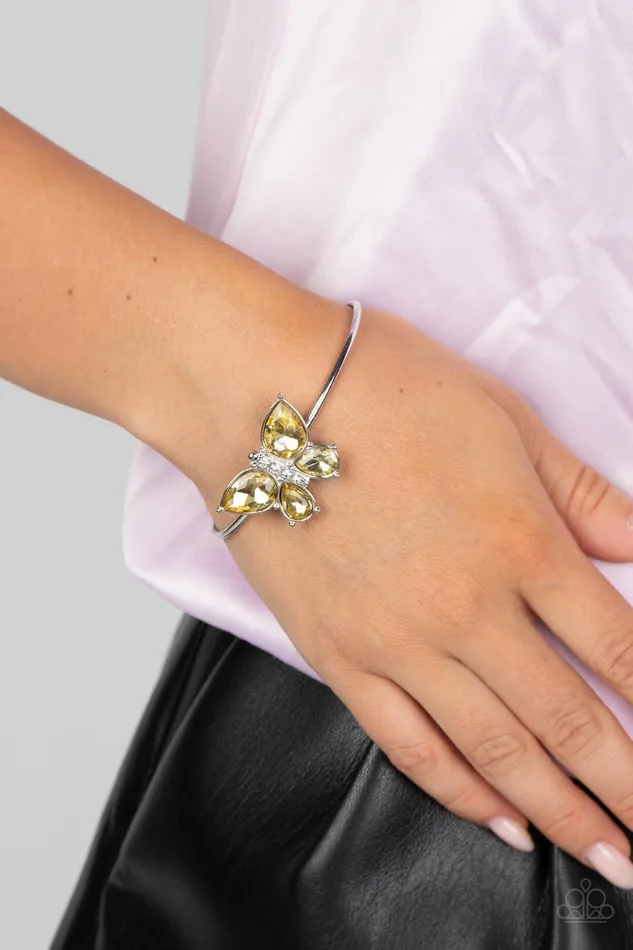 Paparazzi Accessories FreeFlying Flutter Yellow Necklace and Bracelet Set Jewelry by Bretta Bracelets
