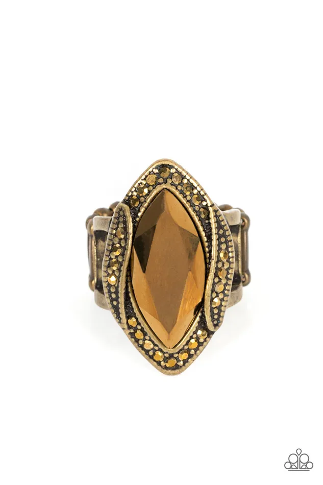 Paparazzi Accessories Rings Let Me Take a REIGN Check Brass Ring Jewelry by Bretta