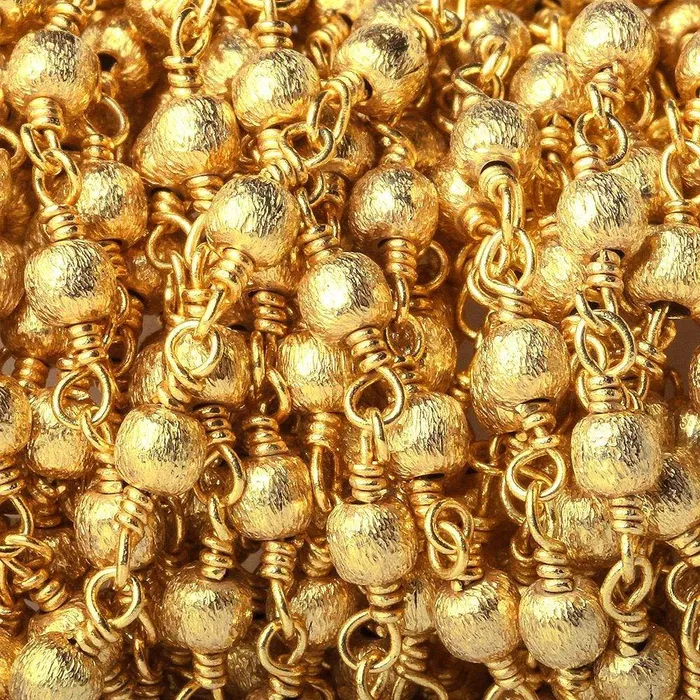 PreStyled Sets Beadsofcambaycom 3mm 22kt Gold plated Brushed Round Gold plated Chain by the foot PreStyled Sets Beadsofcambaycom 3mm 22kt Gold plated Brushed Round Gold plated Chain by the foot