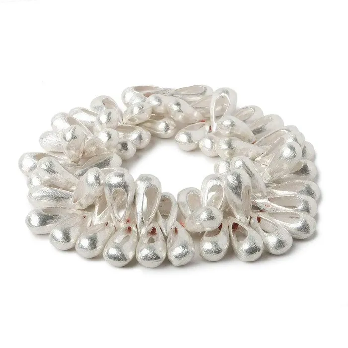 Rings Beadsofcambaycom 16x6mm Sterling Silver Plated Copper Brushed Pear with Center Void 8 inch 60 beads Rings Beadsofcambaycom 16x6mm Sterling Silver Plated Copper Brushed Pear with Center Void 8 inch 60 beads