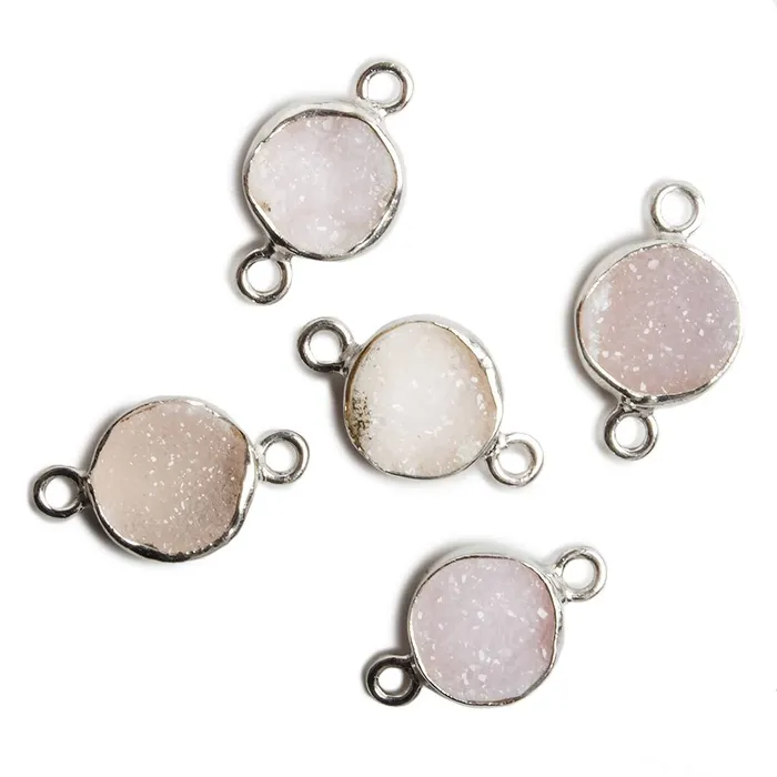 Rings Beadsofcambaycom 9mm Silver Bezel Ballet Pink Drusy Coin 2 ring Charm Connector 1 piece Rings Beadsofcambaycom 9mm Silver Bezel Ballet Pink Drusy Coin 2 ring Charm Connector 1 piece