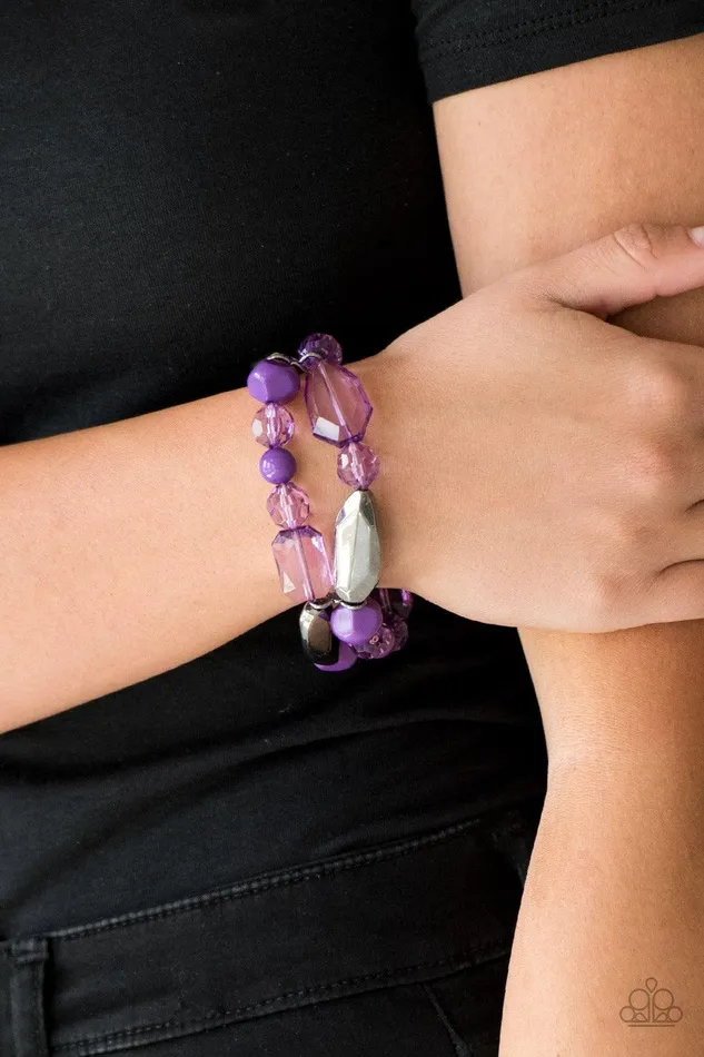 Rockin Rock Candy Purple Bracelet Jewelry by Bretta Paparazzi Accessories Bracelets