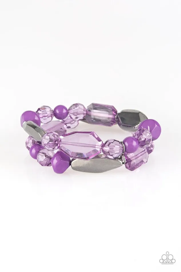 Rockin Rock Candy Purple Bracelet Jewelry by Bretta Paparazzi Accessories Bracelets