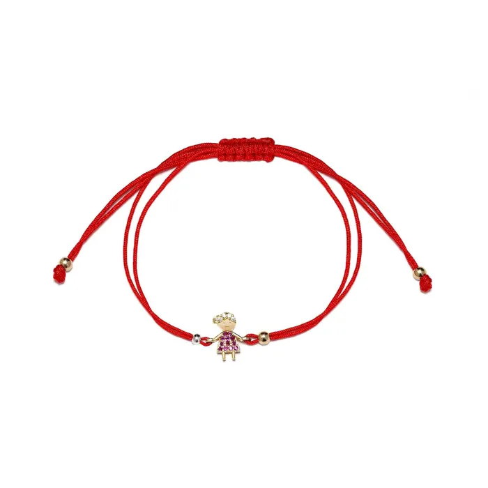 Senso Gold Bracelets BRACELET with red thread and 14k gold girl with zircons Senso Gold