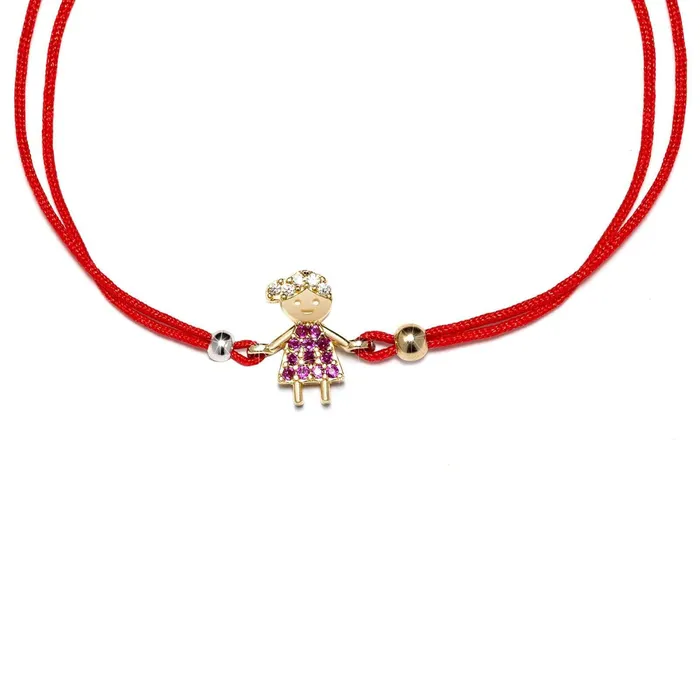 Senso Gold Bracelets BRACELET with red thread and 14k gold girl with zircons Senso Gold