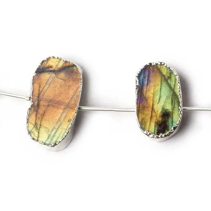 Silver Leafed Labradorite plain slice strand 7 beads 15x1125x13mm Beadsofcambaycom Rings Silver Leafed Labradorite plain slice strand 7 beads 15x1125x13mm Beadsofcambaycom Rings