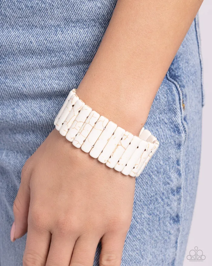 Southern Standing White Bracelet Jewelry by Bretta Paparazzi Accessories Bracelets